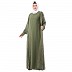 Cardigan abaya set- Jade green stripped Shrug with sleeveless inner abaya